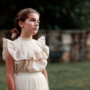 miranda blouse - oatmeal eyelet broderie