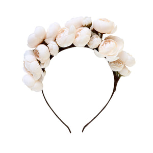 Piper pale peach silk flower girl crown