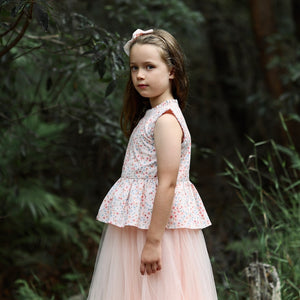 posie peplum blouse - blush confetti floral