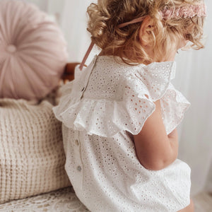 PRETTY BACK DETAIL OF ROMANCE ROMPER IN IVORY