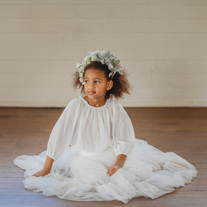 Romantic tulle skirt for flower girls in vanilla tulle