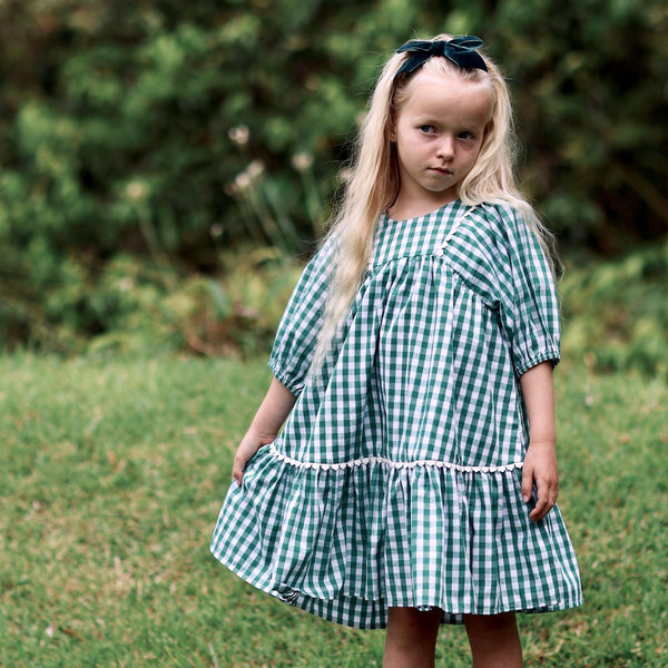 annie dress evergreen gingham