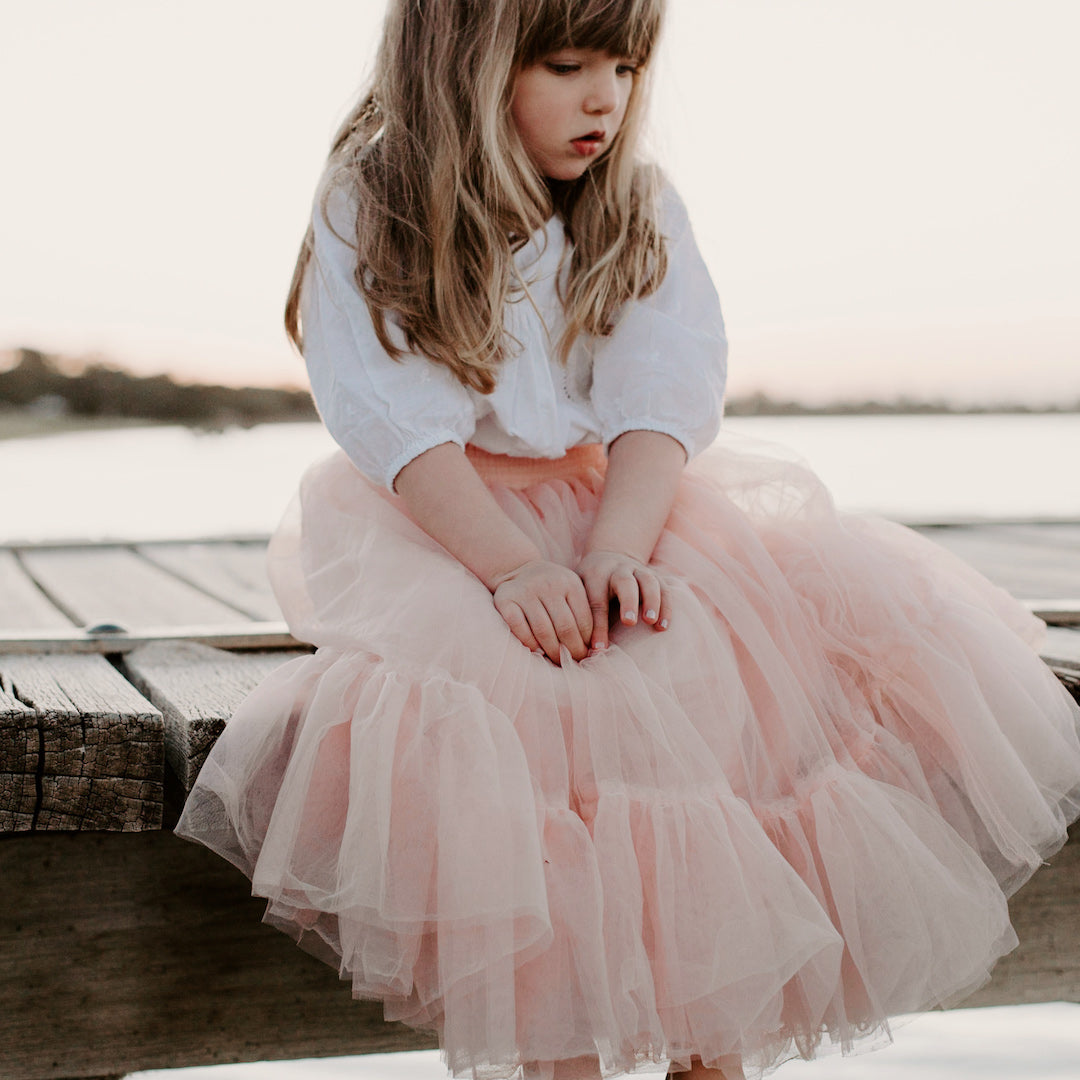 Ballet pink little girl's tutu skirt Pale pink flower girl tutu