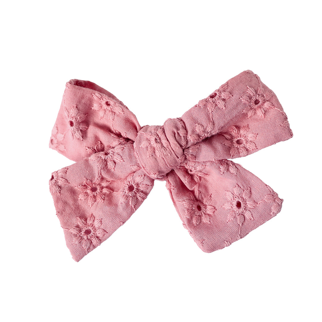 pinwheel bow hair clip - dusty rose broderie