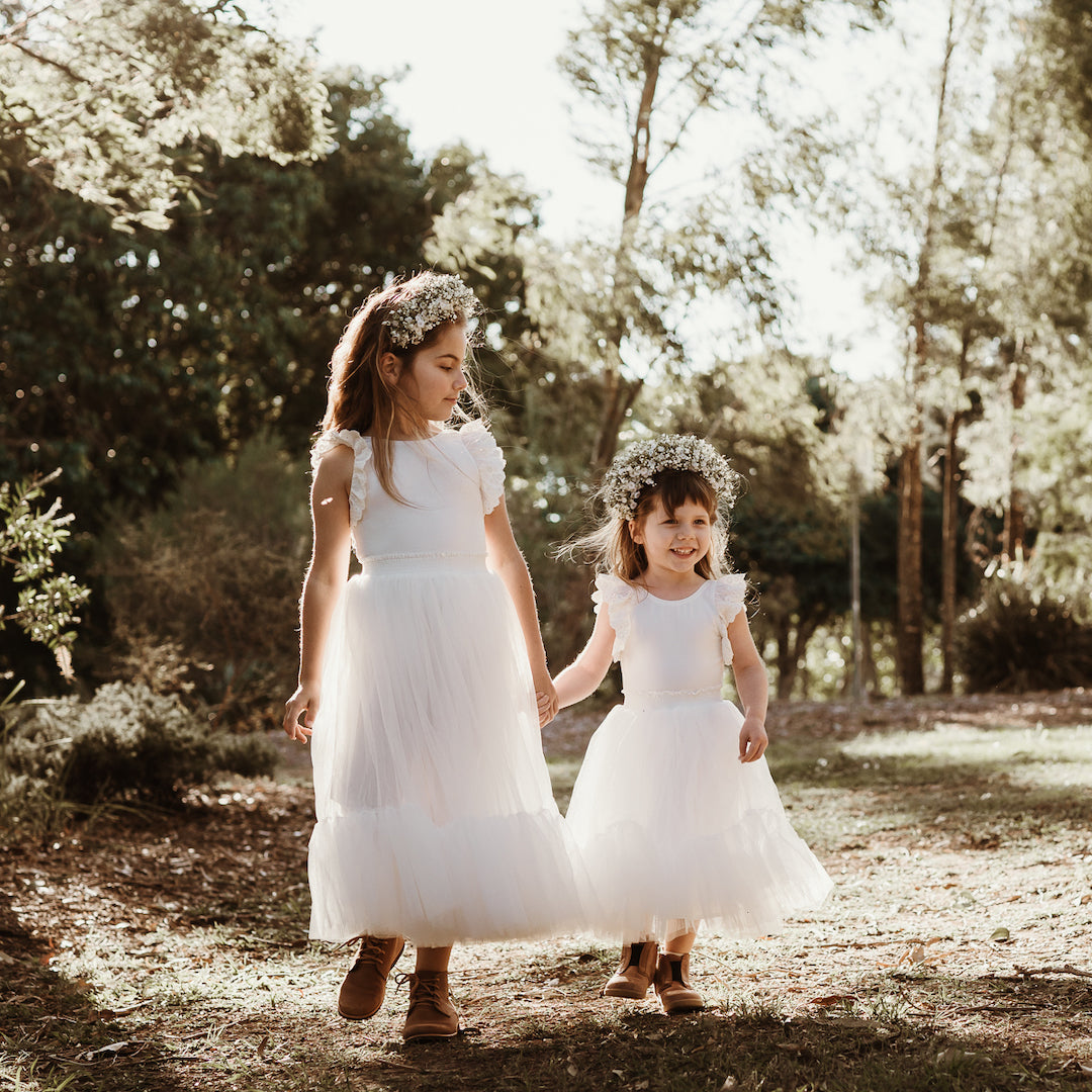 Vanilla romantic flower girls tulle tutu skirt | AUBRIE Australia -  aubrie.com.au