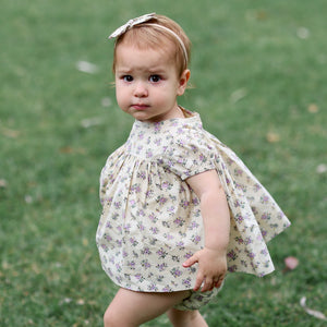 pinwheel bow headband - cream lavender floral