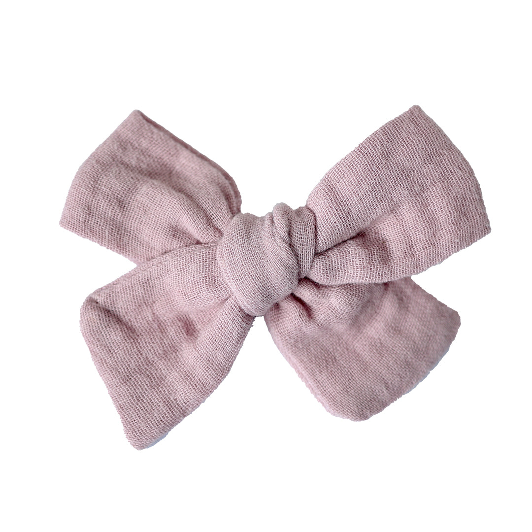 pinwheel bow hair clip - mauve muslin