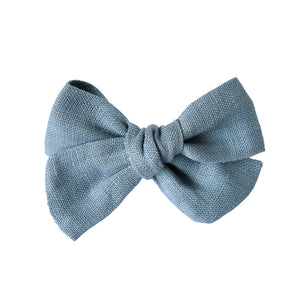 pinwheel bow hair clip - denim linen