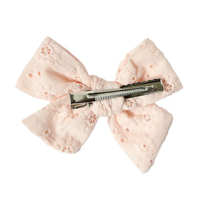 pinwheel bow hair clip - blush lucia broderie