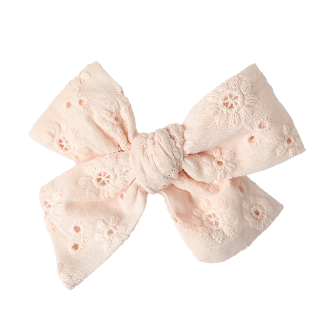 pinwheel bow hair clip - blush lucia broderie