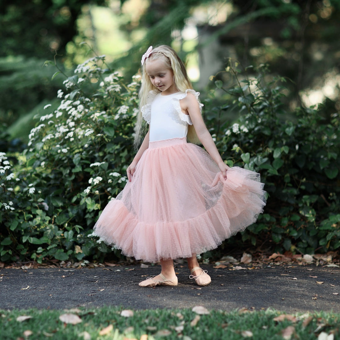 romantic tutu - blush pink flock spot tulle