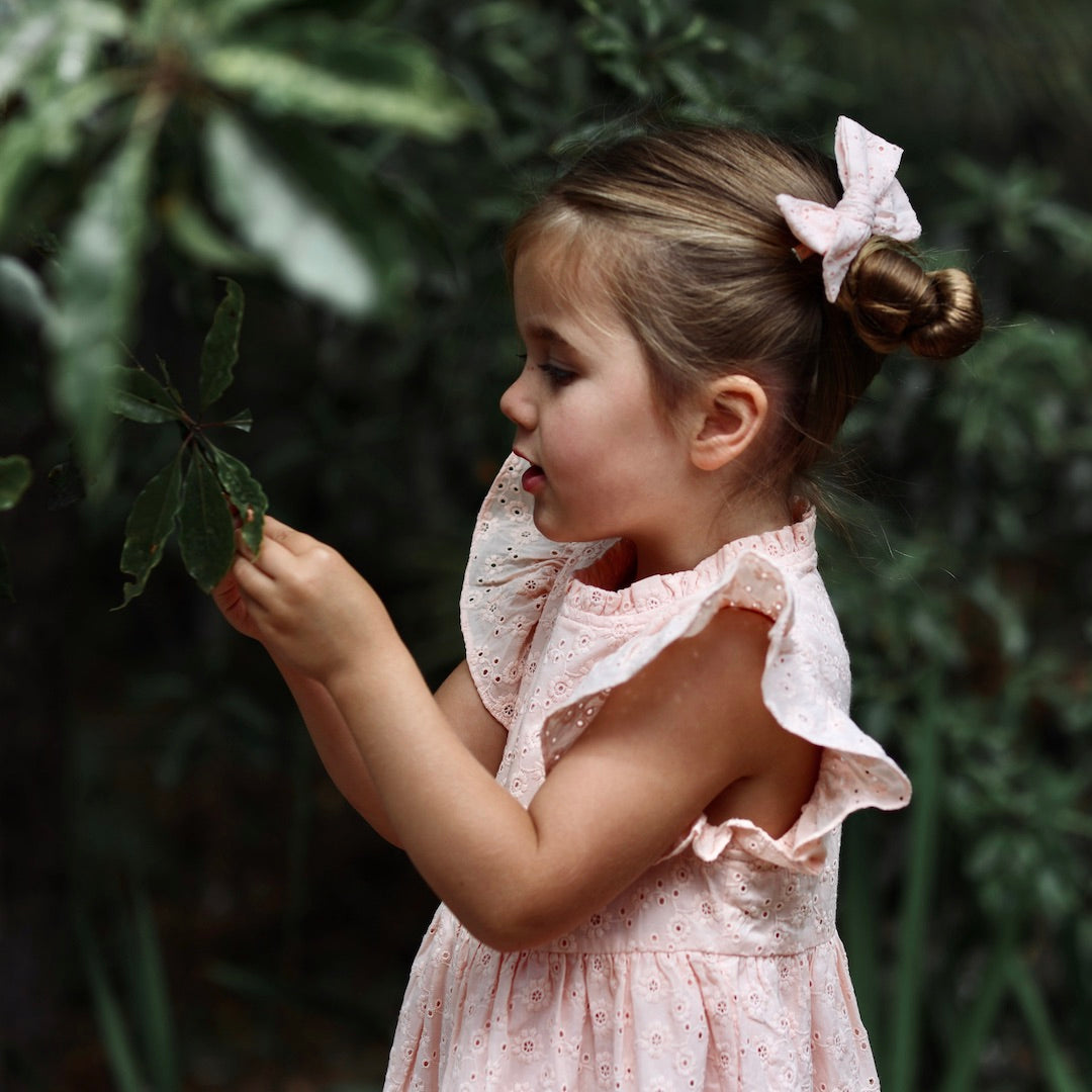 pinwheel bow hair clip - blush lucia broderie