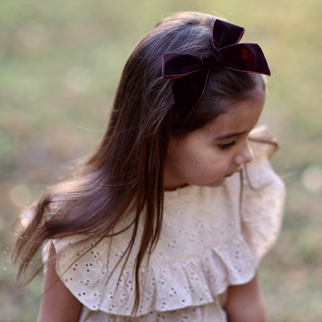 deluxe bow headband - chocolate velvet