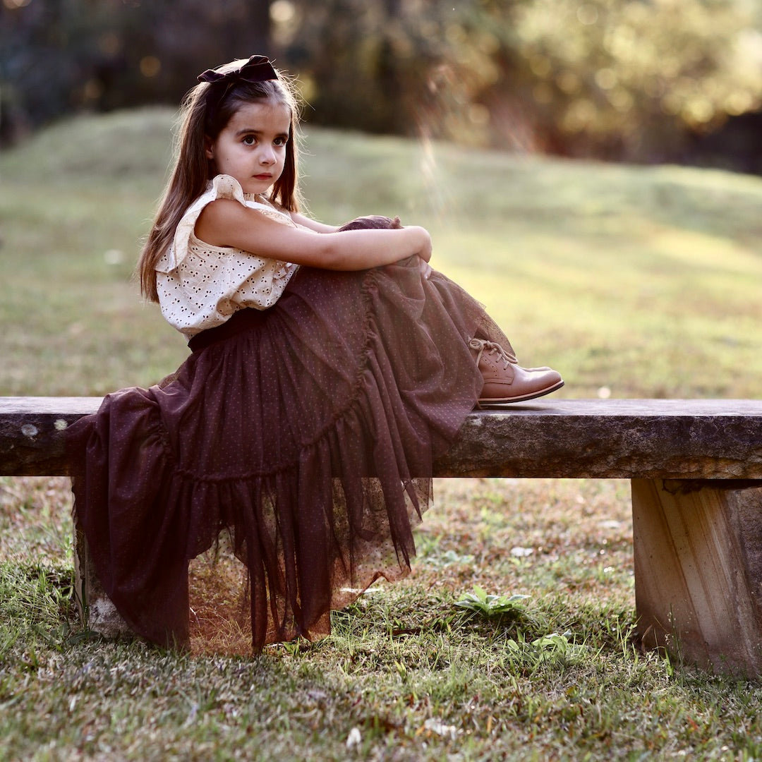 brown tutu dress Earthlings Brown Flowy Tulle Dress M-L
