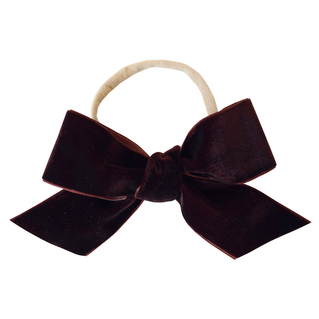 deluxe bow headband - chocolate velvet