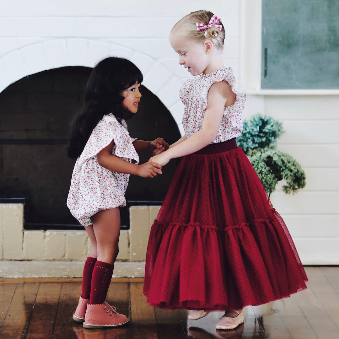 condor knee high socks -  cranberry lace panel cotton