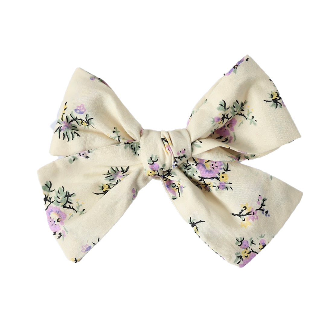pinwheel bow hair clip - cream lavender floral