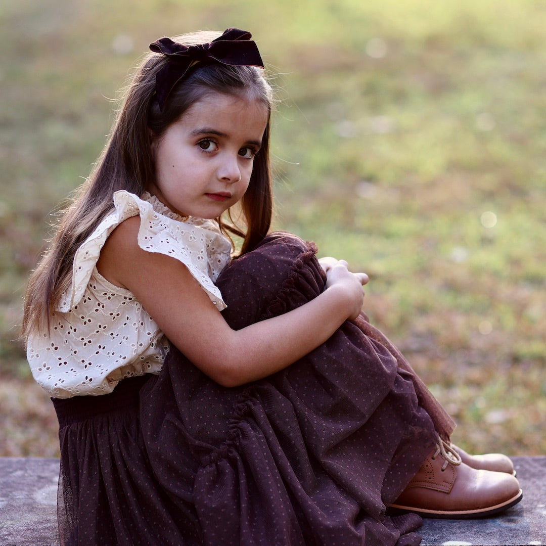 deluxe bow headband - chocolate velvet