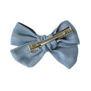 pinwheel bow hair clip - denim linen