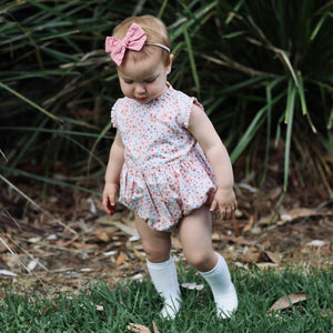 pinwheel bow headband - dusty rose broderie