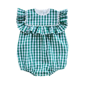 gidget romper - evergreen gingham