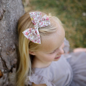 pinwheel bow hair clip - mauve jaipur floral