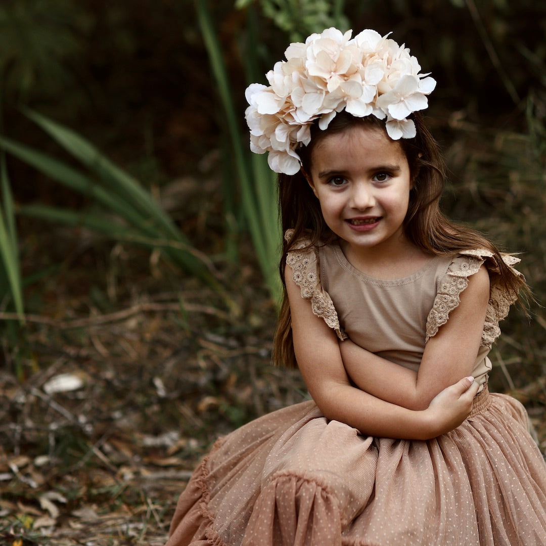 nutcracker tutu - latté hail spot tulle