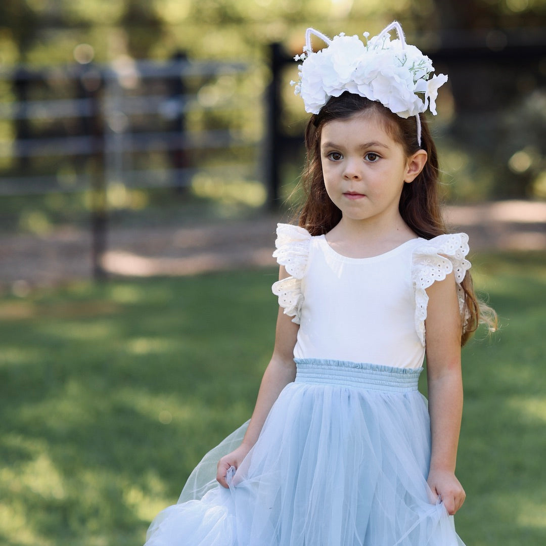 easter flower crown - white blooms