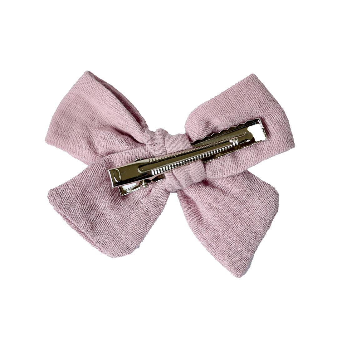 pinwheel bow hair clip - mauve muslin