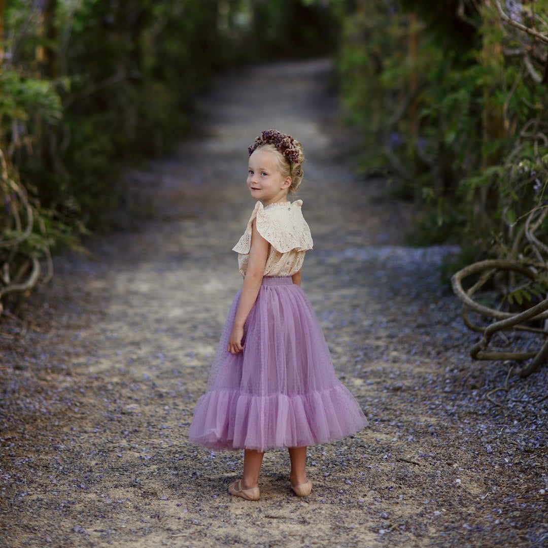 romantic tutu - sugar plum flock spot tulle
