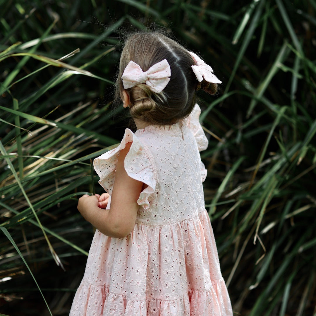 pinwheel bow hair clip - blush lucia broderie