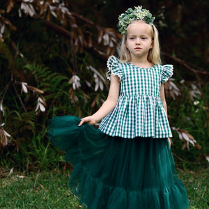 pretty maids smock - evergreen gingham