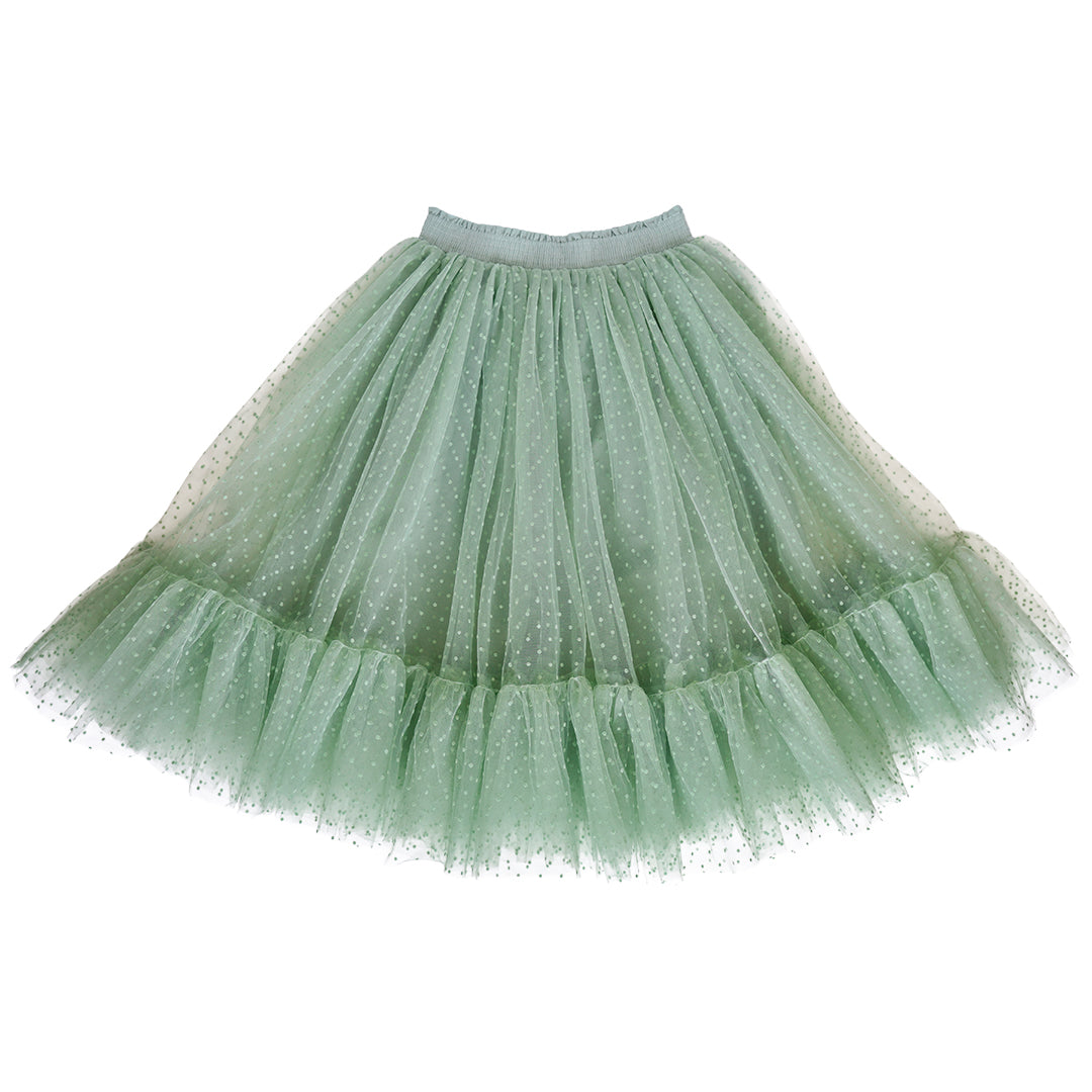 romantic tutu - sage green flock spot tulle