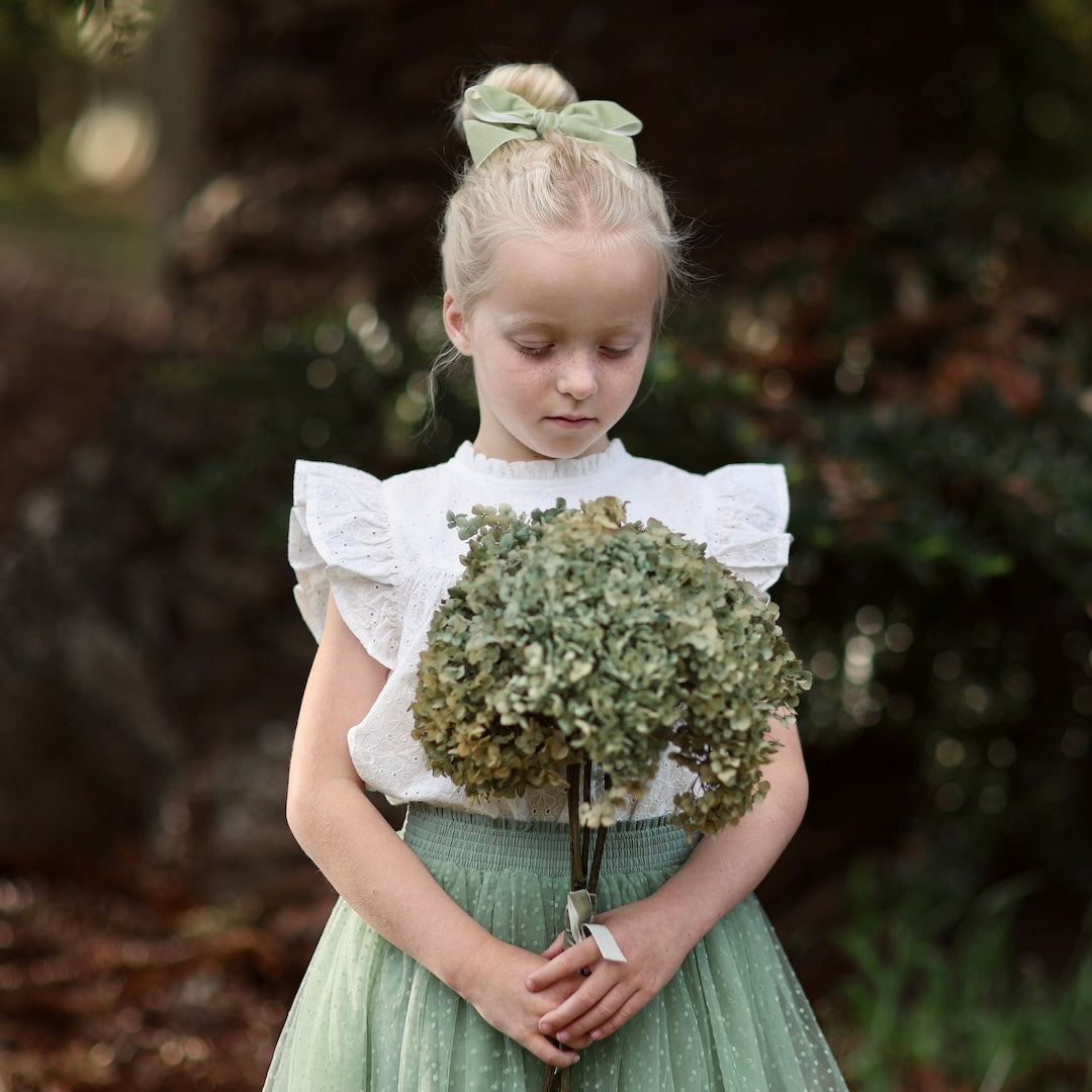 romantic tutu - sage green flock spot tulle