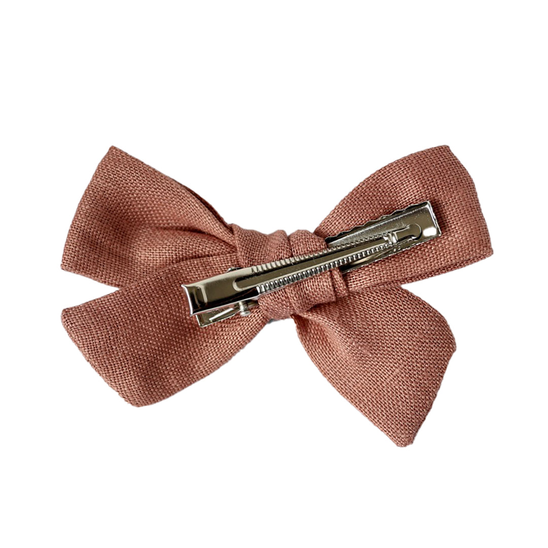pinwheel bow hair clip - sepia linen