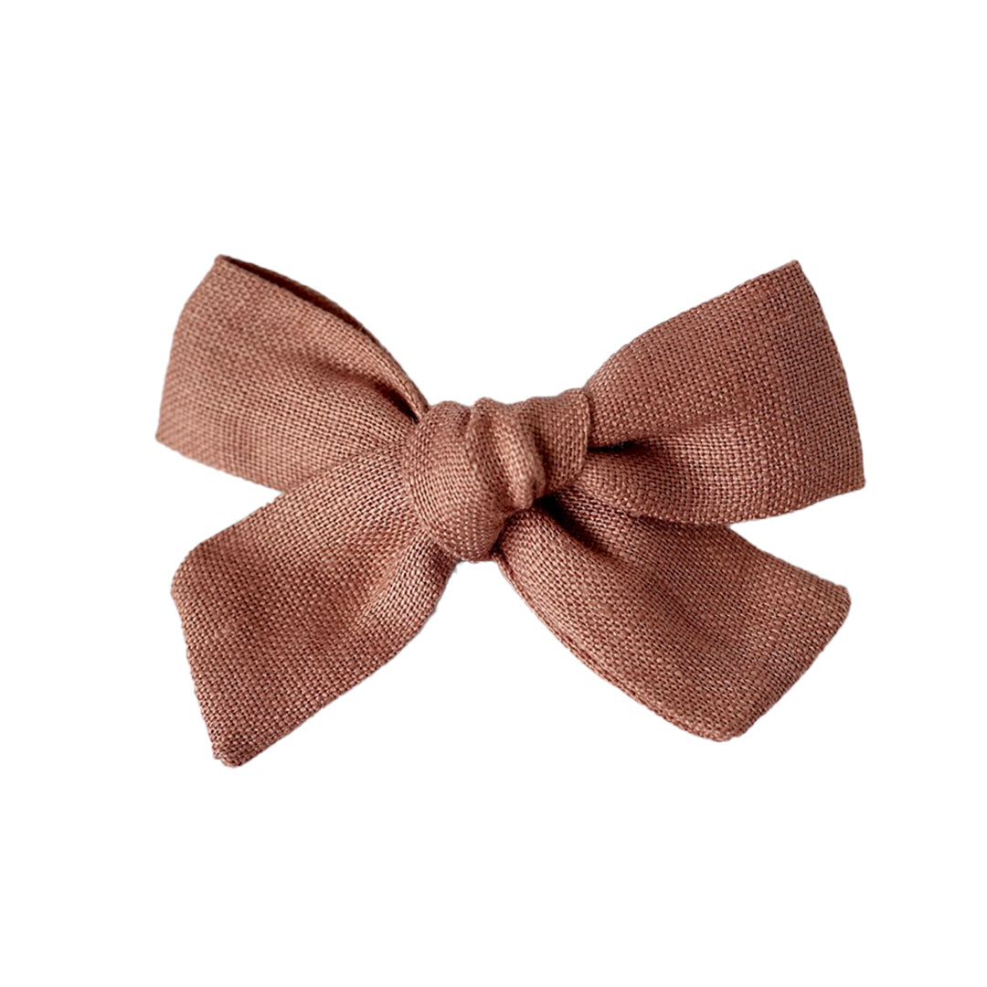 pinwheel bow hair clip - sepia linen