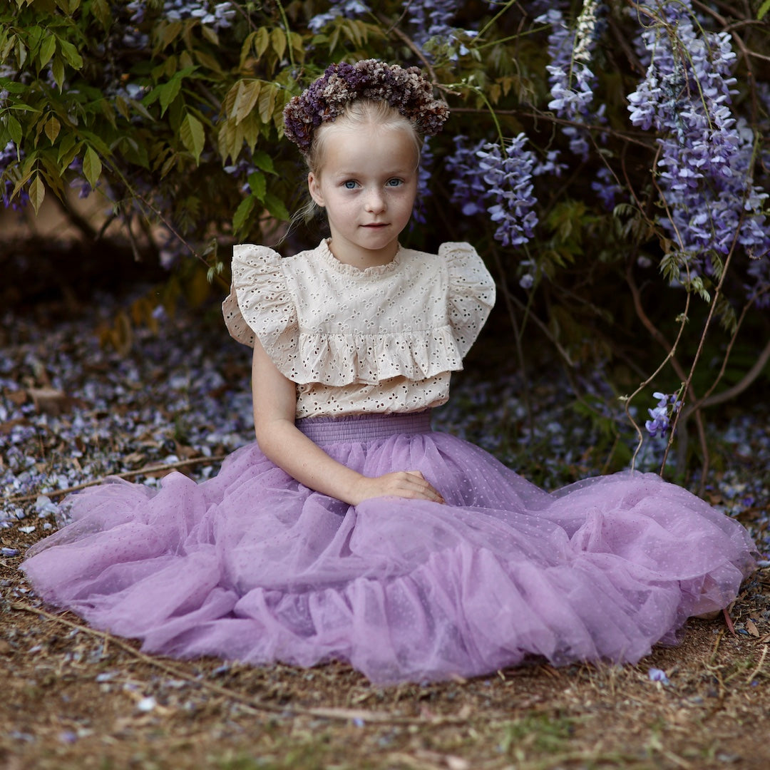 romantic tutu - sugar plum flock spot tulle