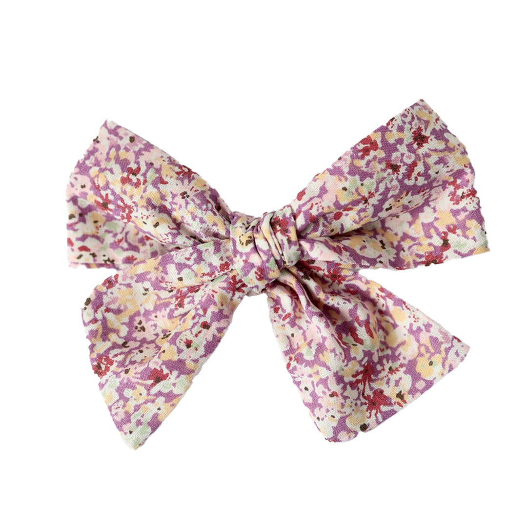 pinwheel bow hair clip - violet vintage floral