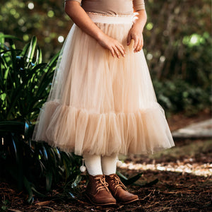 Details of the Oatmeal romantic tutu skirt for toddlers and tweens
