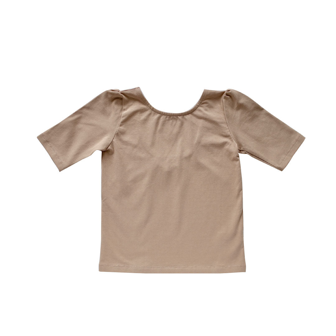 Little girls Pima knit Tabitha top in Chai
