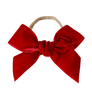 deluxe bow headband - cherry velvet