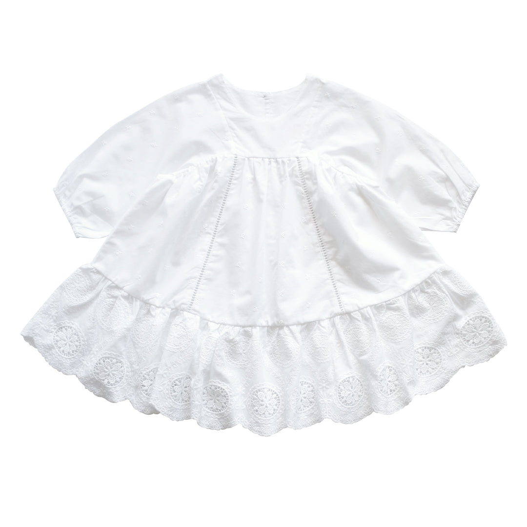 WHITE BOHO COTTON LACE FLOWER GIRL DRESSES