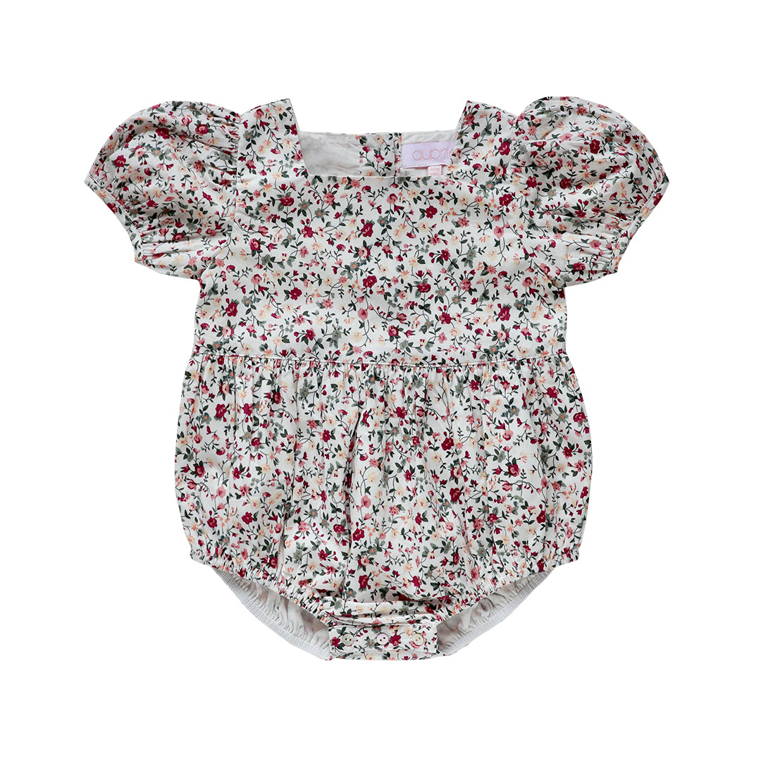 aveline romper -  evergreen yuletide floral