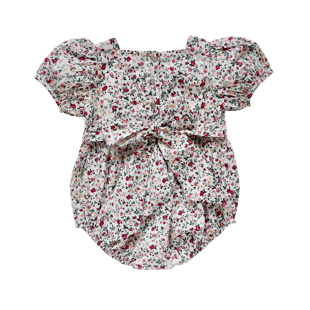 aveline romper -  evergreen yuletide floral