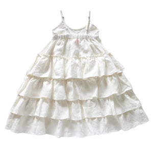 IVORY FLAMENCO TIERED RUFFLE GIRLS DRESS BY AUBRIE - BACK VIEW
