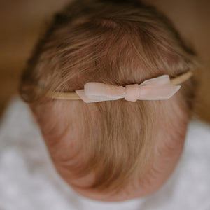 petite baby bow headband - ballet pink velvet
