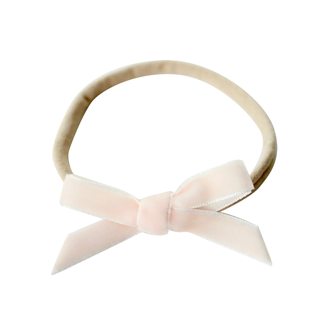 petite baby bow headband - ballet pink velvet