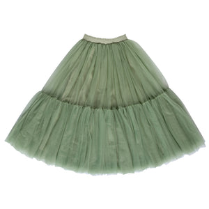 Basil green long length ladies tutu skirt