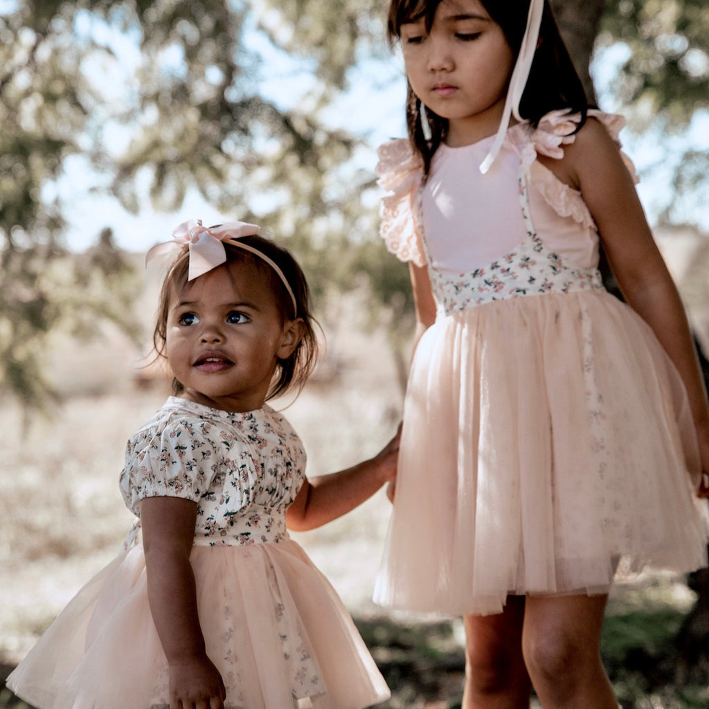 Blush Pink Laced up Tulle Tutu Skirt In Geranium Floral Aubrie aubrie