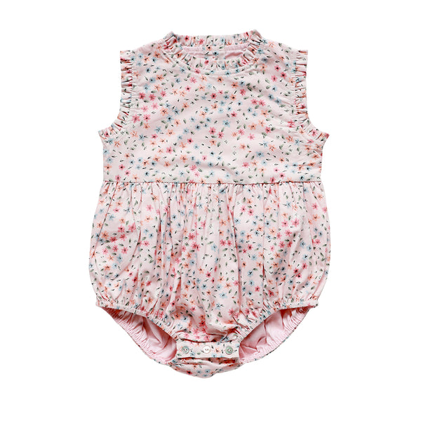 Apolina Baby Enid Romper Cabin Stripe Enid romper in blush